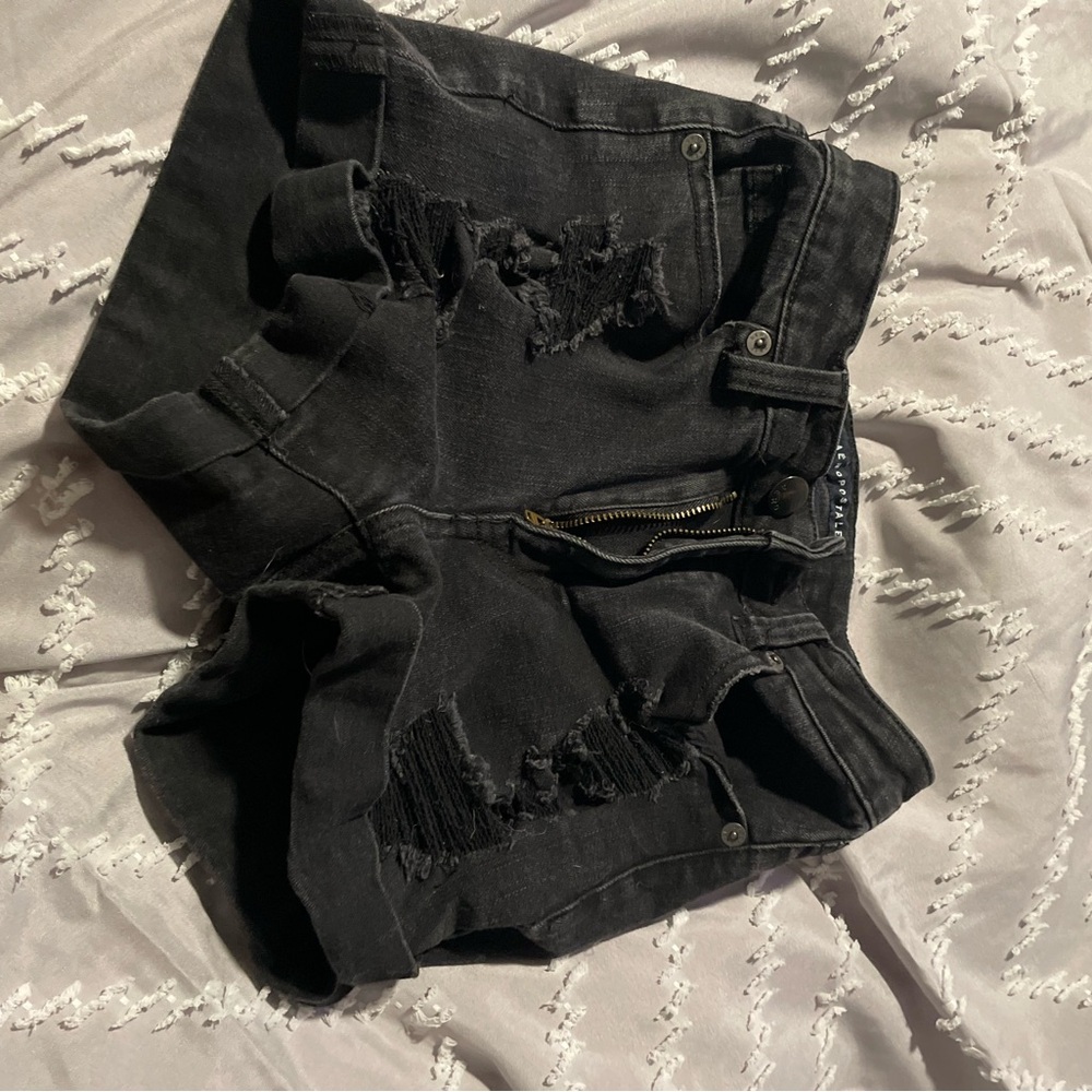 Black jeans ripped shorts